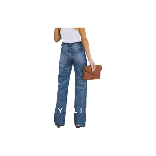 Utyful Women's High Waisted Ripped Jeans ,0-dark Blue , X-LARGE Flare Denim