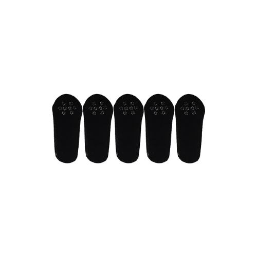Bella Moda Women's Lace No Show Non-skid Boat Socks Set of 5, Black, Regular