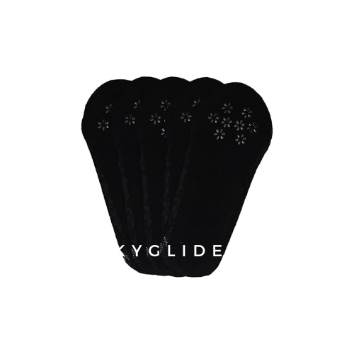 Bella Moda Women's Lace No Show Non-skid Boat Socks Set of 5, Black, Regular