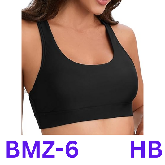 Women's Racerback Sports Swim Bra Workout Bra High Neck Bikini Tops Black, S