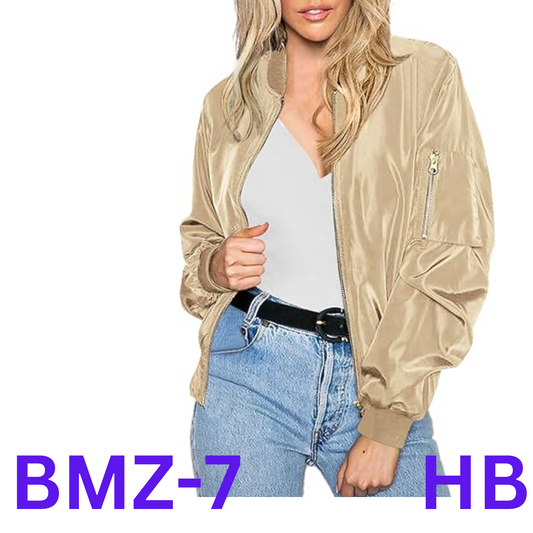 Zeagoo Women's Bomber Jacket Lightweight Jacket, Zip Up Coat, Satin-champagne, M