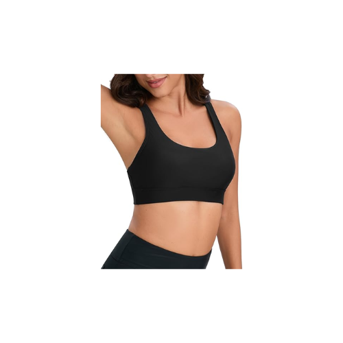Women's Racerback Sports Swim Bra Workout Bra High Neck Bikini Tops Black, S