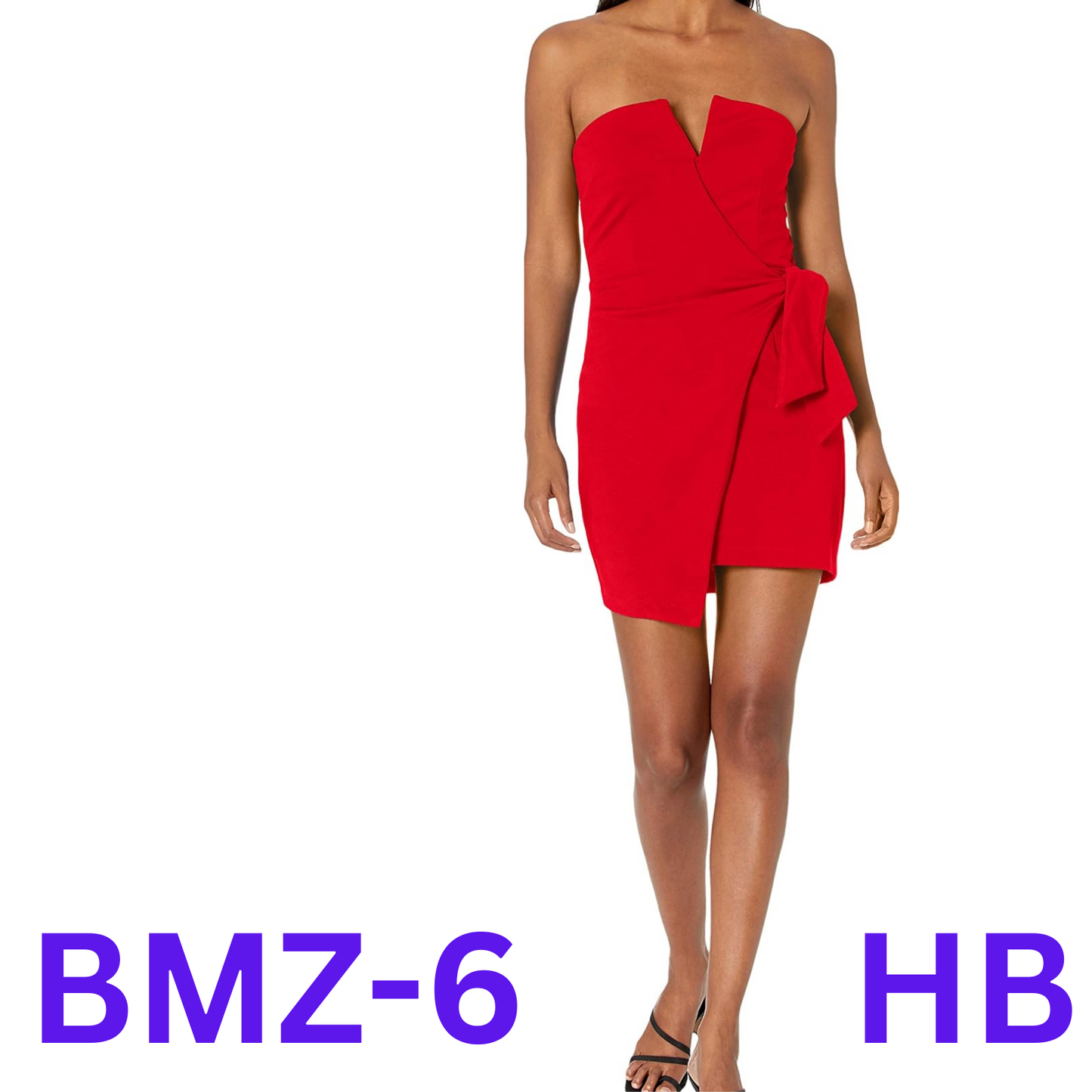 4SI3NNA Women's Raiza Surplice V-Neck Strapless  Mini Dress, Tango Red, M