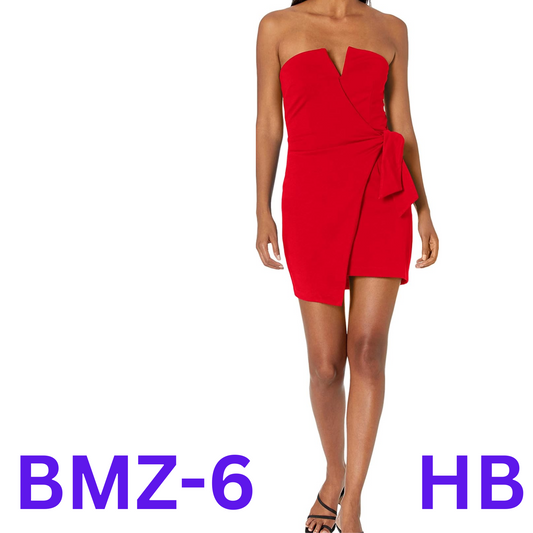 4SI3NNA Women's Raiza Surplice V-Neck Strapless  Mini Dress, Tango Red, M