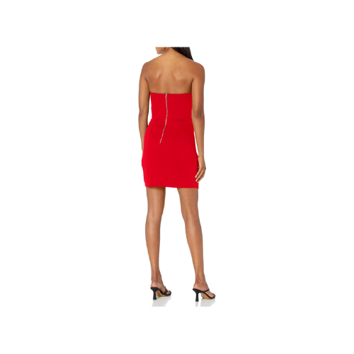 4SI3NNA Women's Raiza Surplice V-Neck Strapless  Mini Dress, Tango Red, M