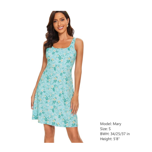 Women UPF 50+ Tank Dress A-Line with Pockets Breathable Quick Dry Mint Green 3XL