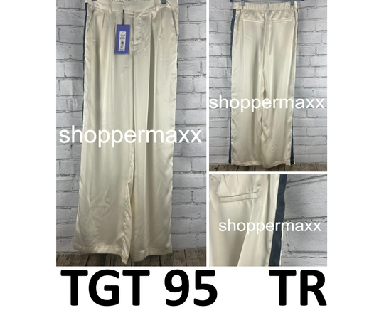 Women' Wide Leg Trousers- Future Collective w/ Kahlana Barfield, Brown Cream, XS