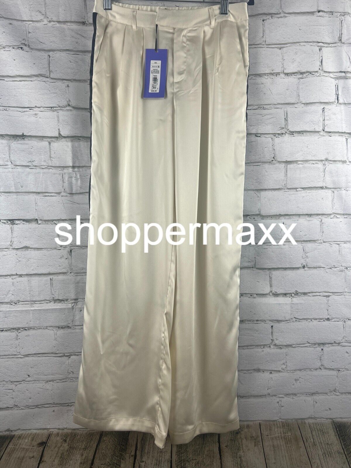 Women' Wide Leg Trousers- Future Collective w/ Kahlana Barfield, Brown Cream, XS