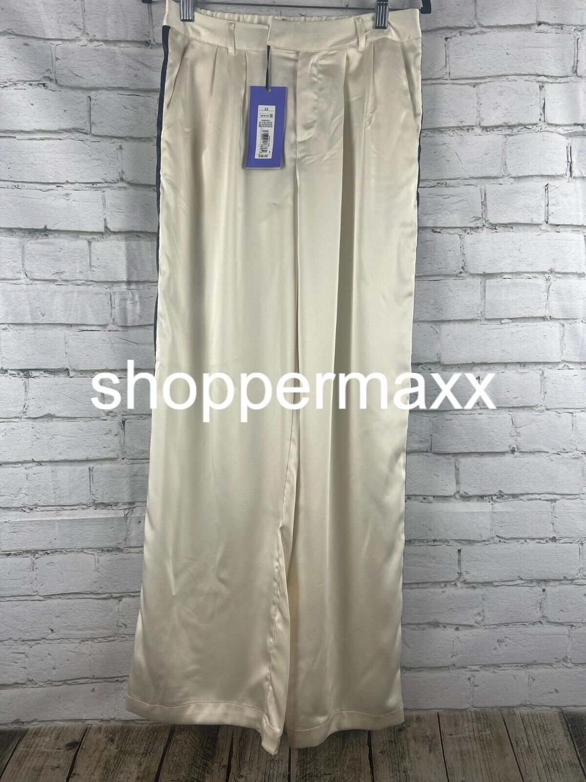 Women' Wide Leg Trousers- Future Collective w/ Kahlana Barfield, Brown Cream, XS