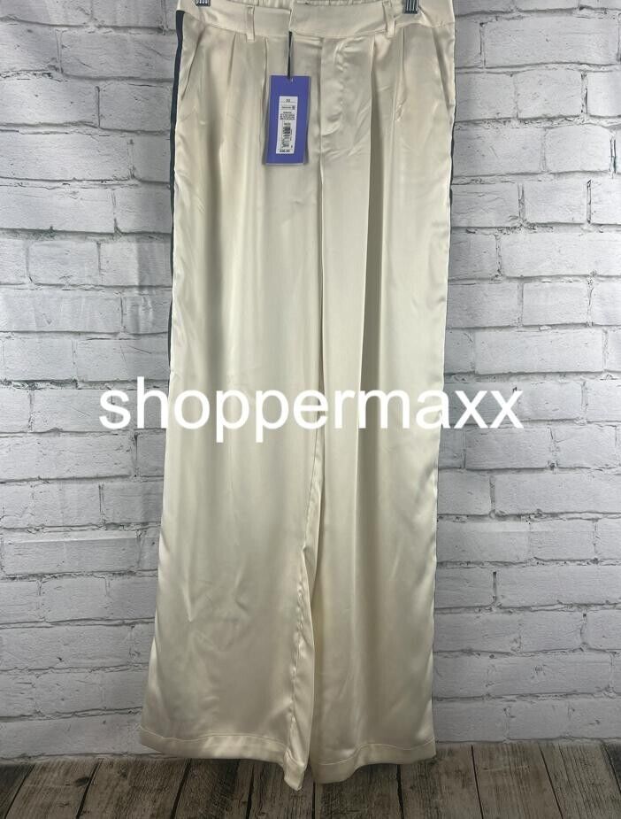 Women' Wide Leg Trousers- Future Collective w/ Kahlana Barfield, Brown Cream, XS