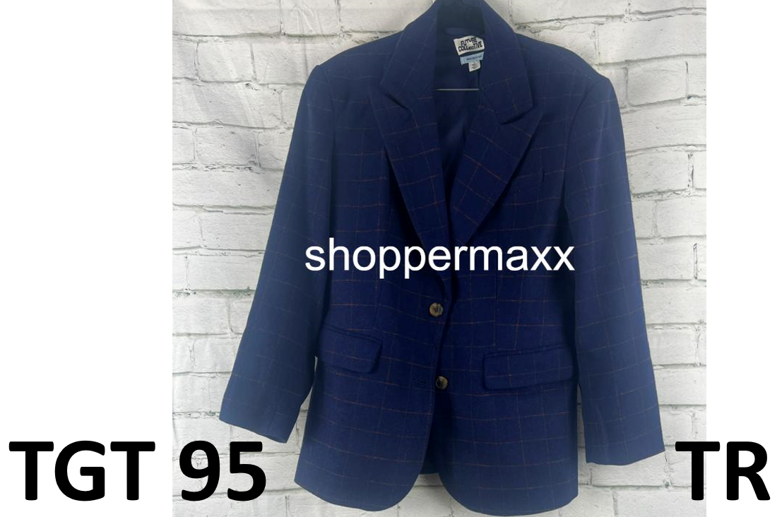Women's Long Sleeve Prep Check Blazer - Future Collective, Navy Blue, Large