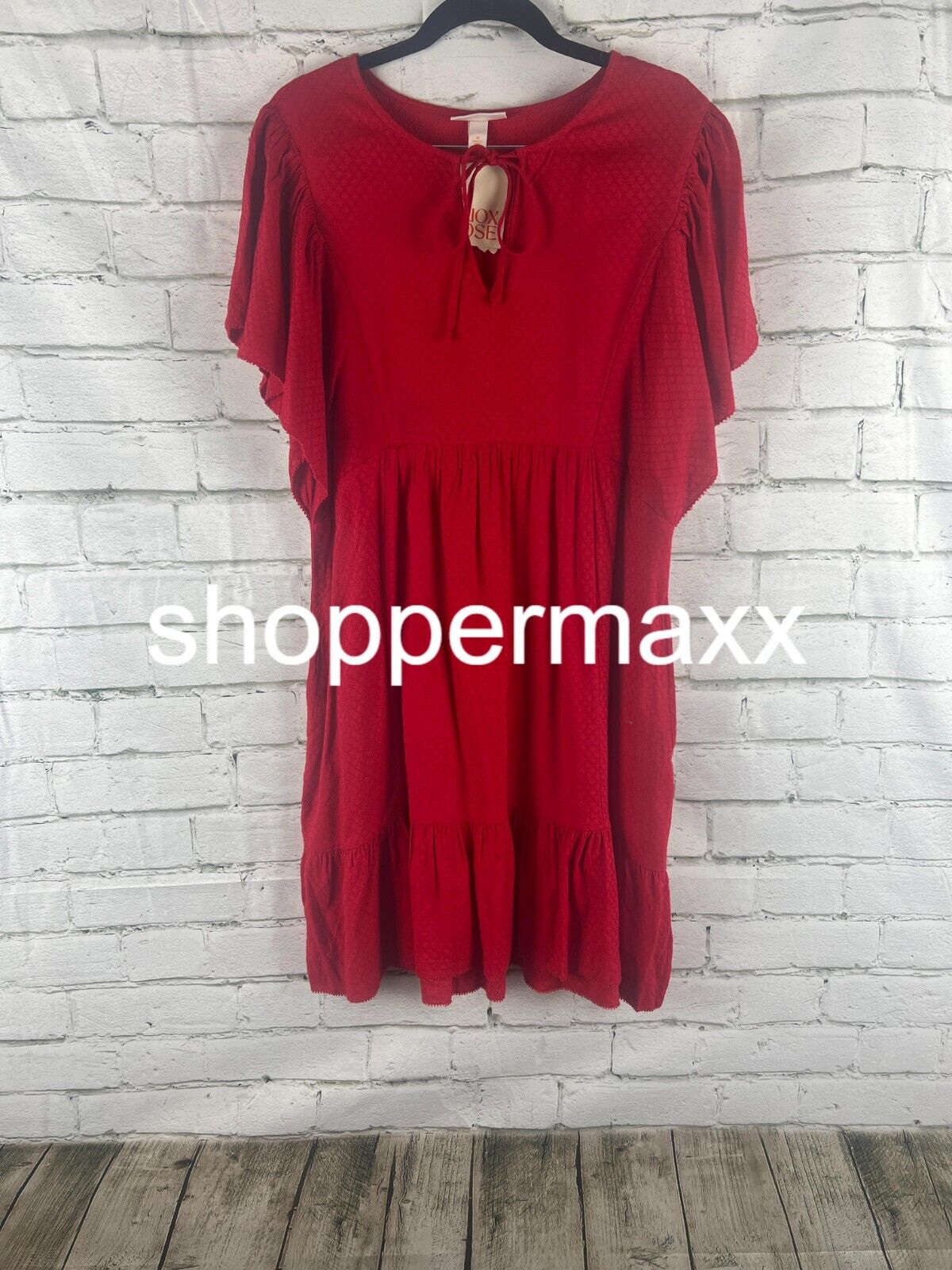 Women's Ruffle Short Sleeve A-Line Dress - Knox Rose, Red, Medium