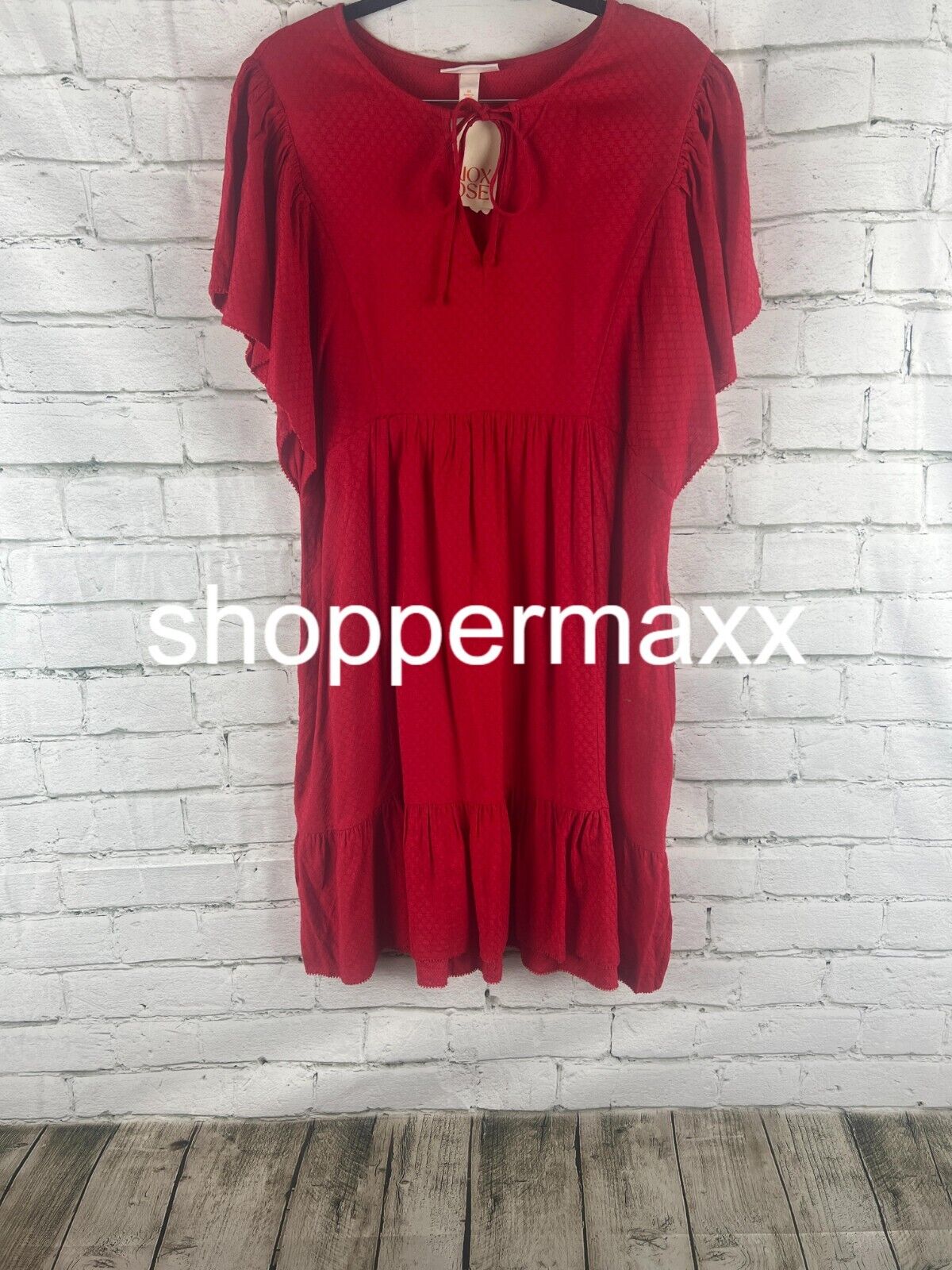 Women's Ruffle Short Sleeve A-Line Dress - Knox Rose, Red, Medium