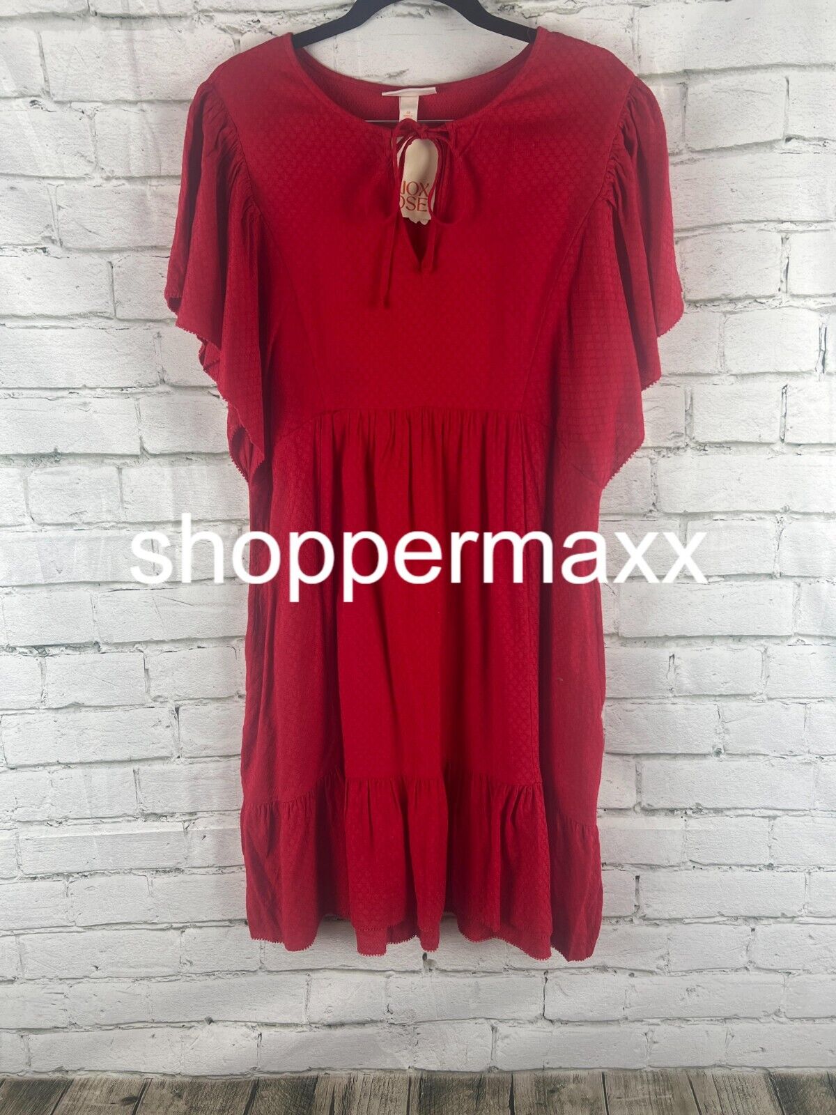 Women's Ruffle Short Sleeve A-Line Dress - Knox Rose, Red, Medium