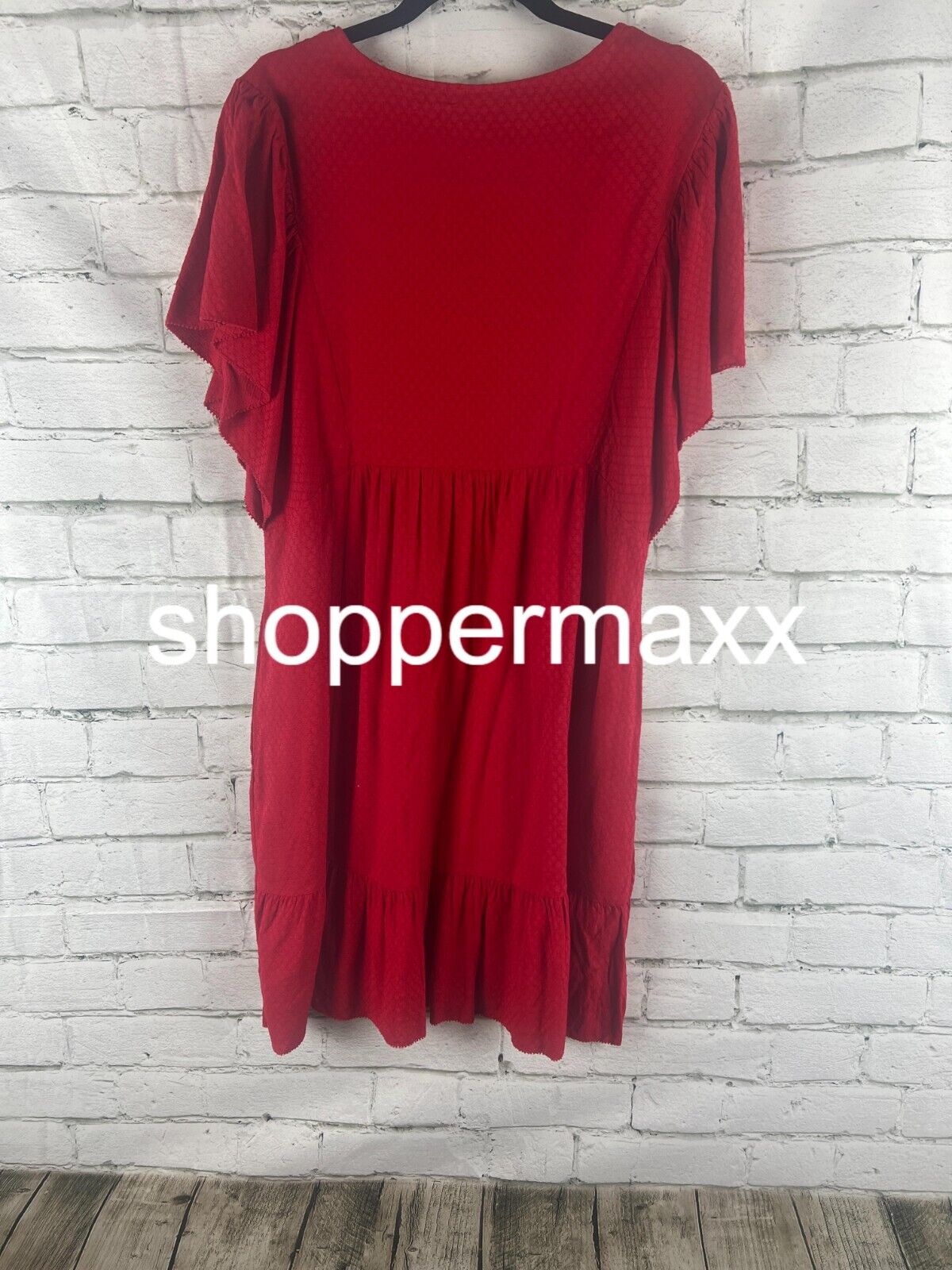Women's Ruffle Short Sleeve A-Line Dress - Knox Rose, Red, Medium