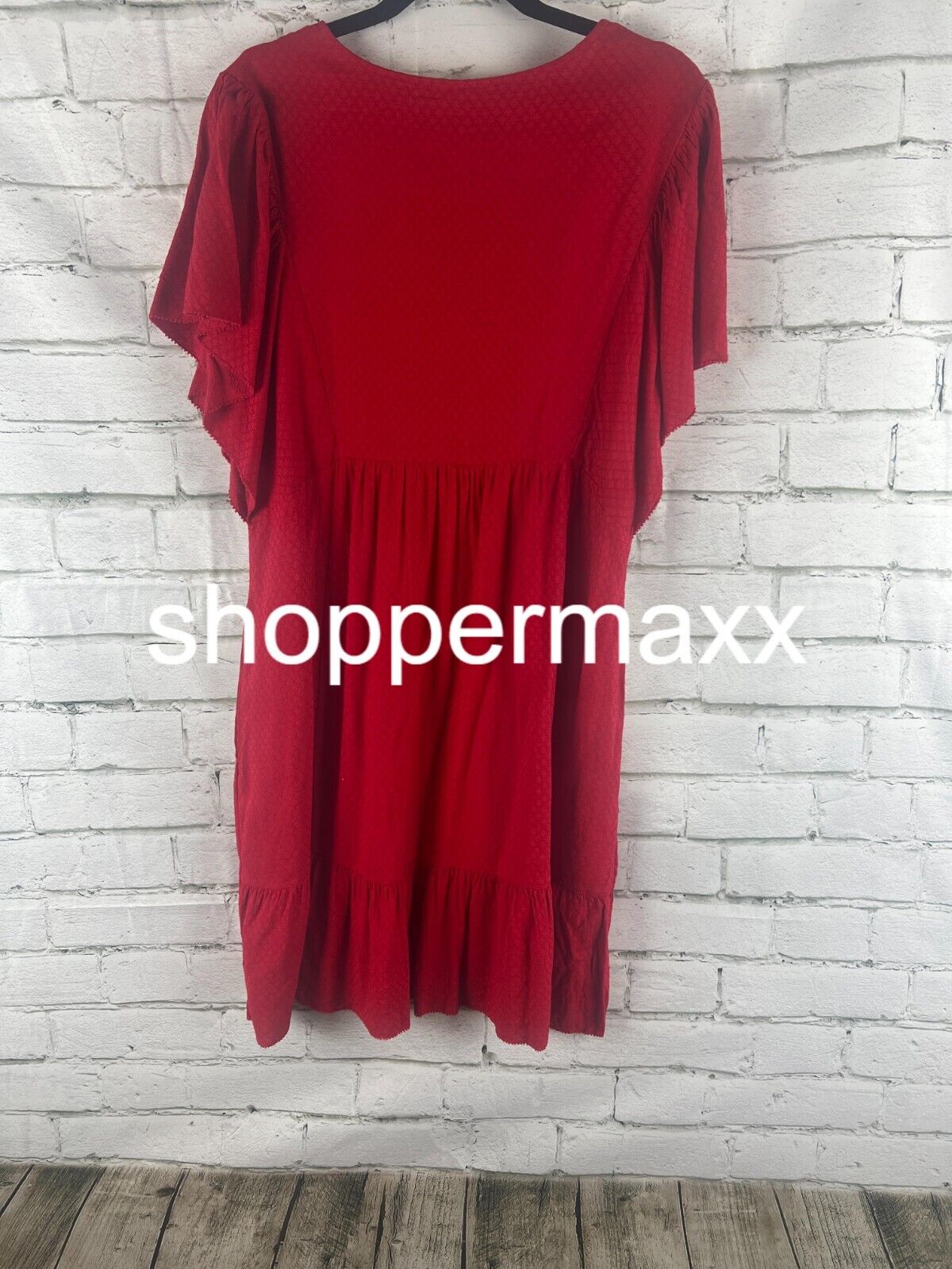 Women's Ruffle Short Sleeve A-Line Dress - Knox Rose, Red, Medium