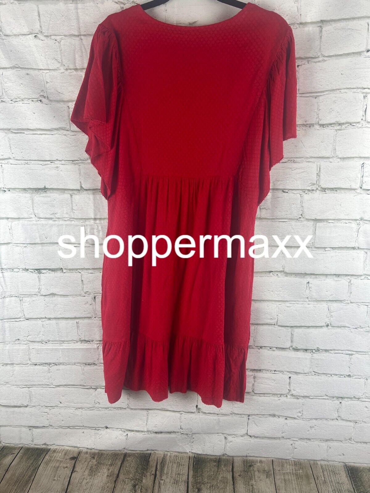 Women's Ruffle Short Sleeve A-Line Dress - Knox Rose, Red, Medium