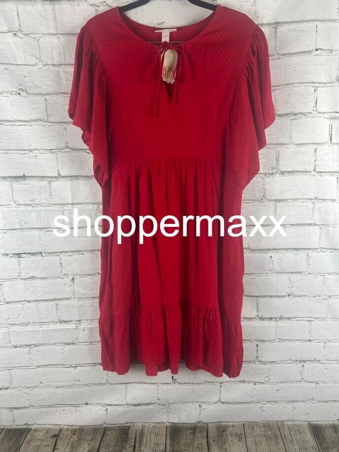 Women's Ruffle Short Sleeve A-Line Dress - Knox Rose, Red, Medium