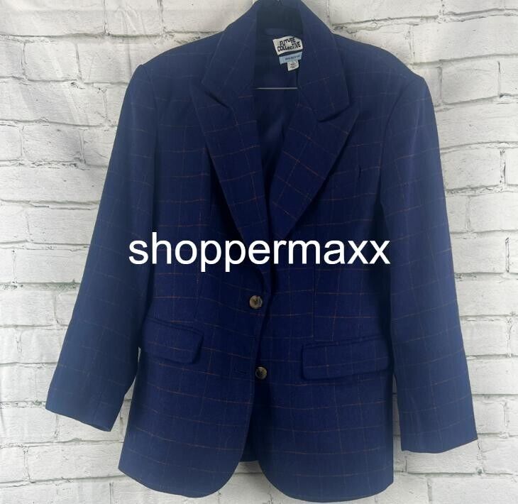 Women's Long Sleeve Prep Check Blazer - Future Collective, Navy Blue, Large