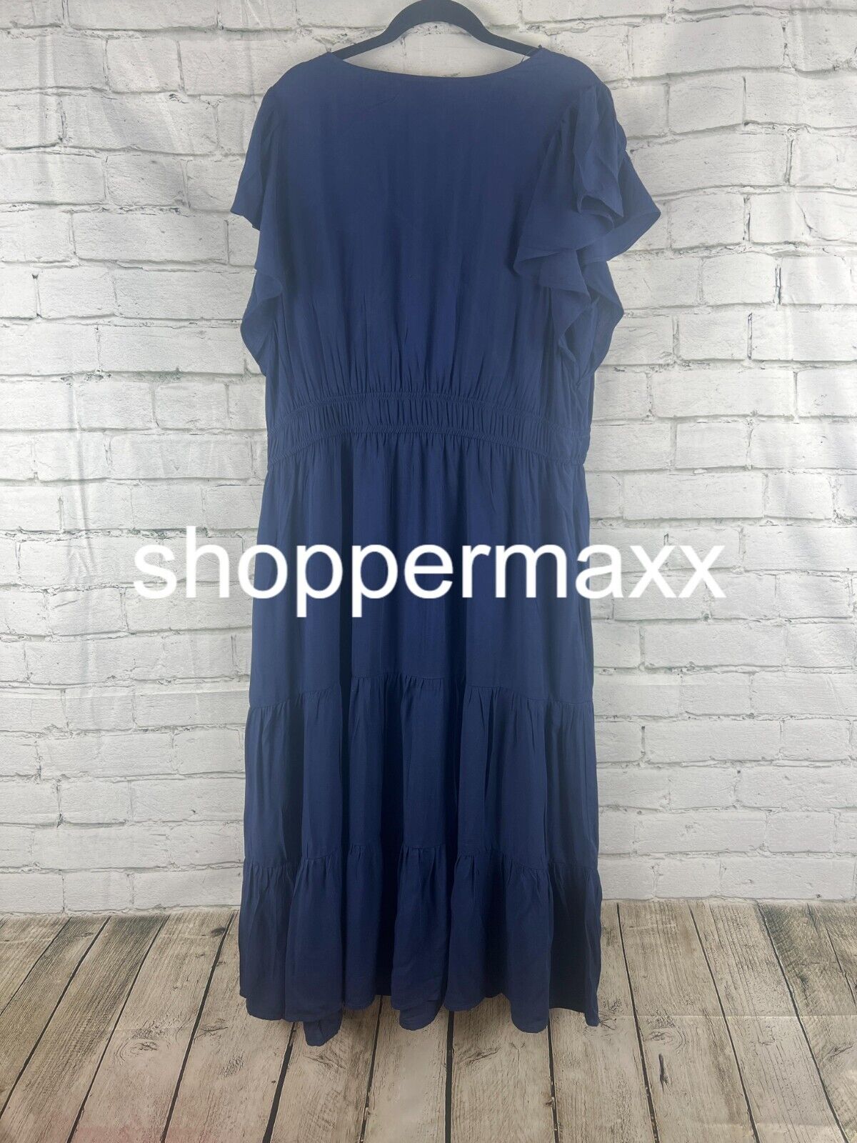 Women's Flutter Short Sleeve Tiered A-Line Dress - Knox Rose, Blue, XXL