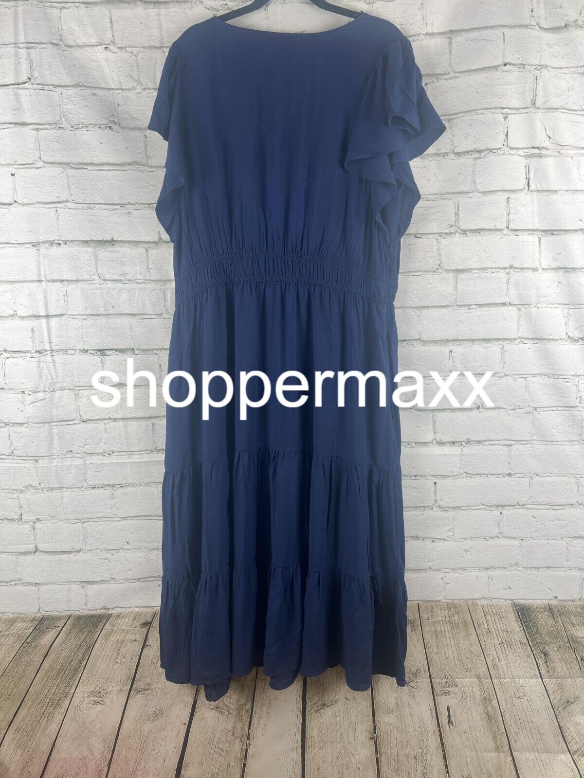 Women's Flutter Short Sleeve Tiered A-Line Dress - Knox Rose, Blue, XXL