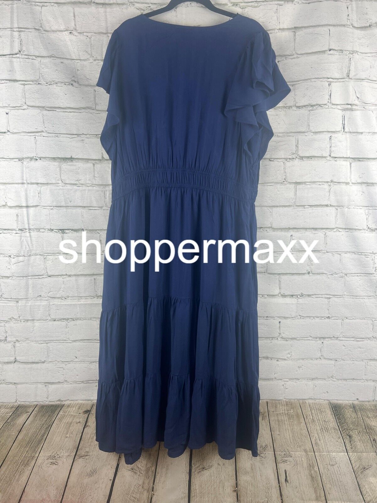 Women's Flutter Short Sleeve Tiered A-Line Dress - Knox Rose, Blue, XXL