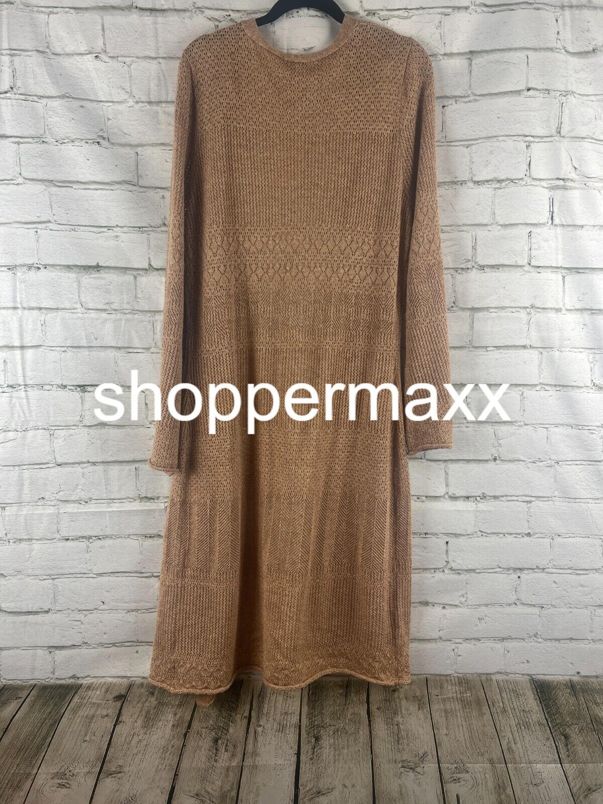 Women's Pointelle Duster Cardigan - Knox Rose, Tan, Medium