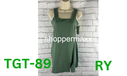 Women's Side-Slit Active Dress side pocket built in brief All in Motion Green, S