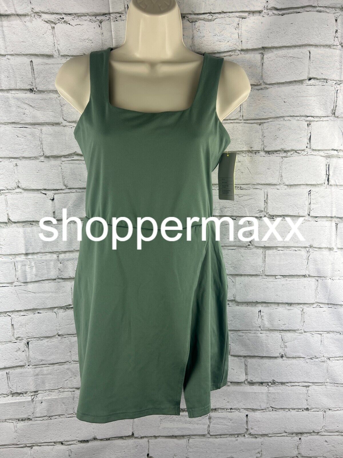 Women's Side-Slit Active Dress side pocket built in brief All in Motion Green, S