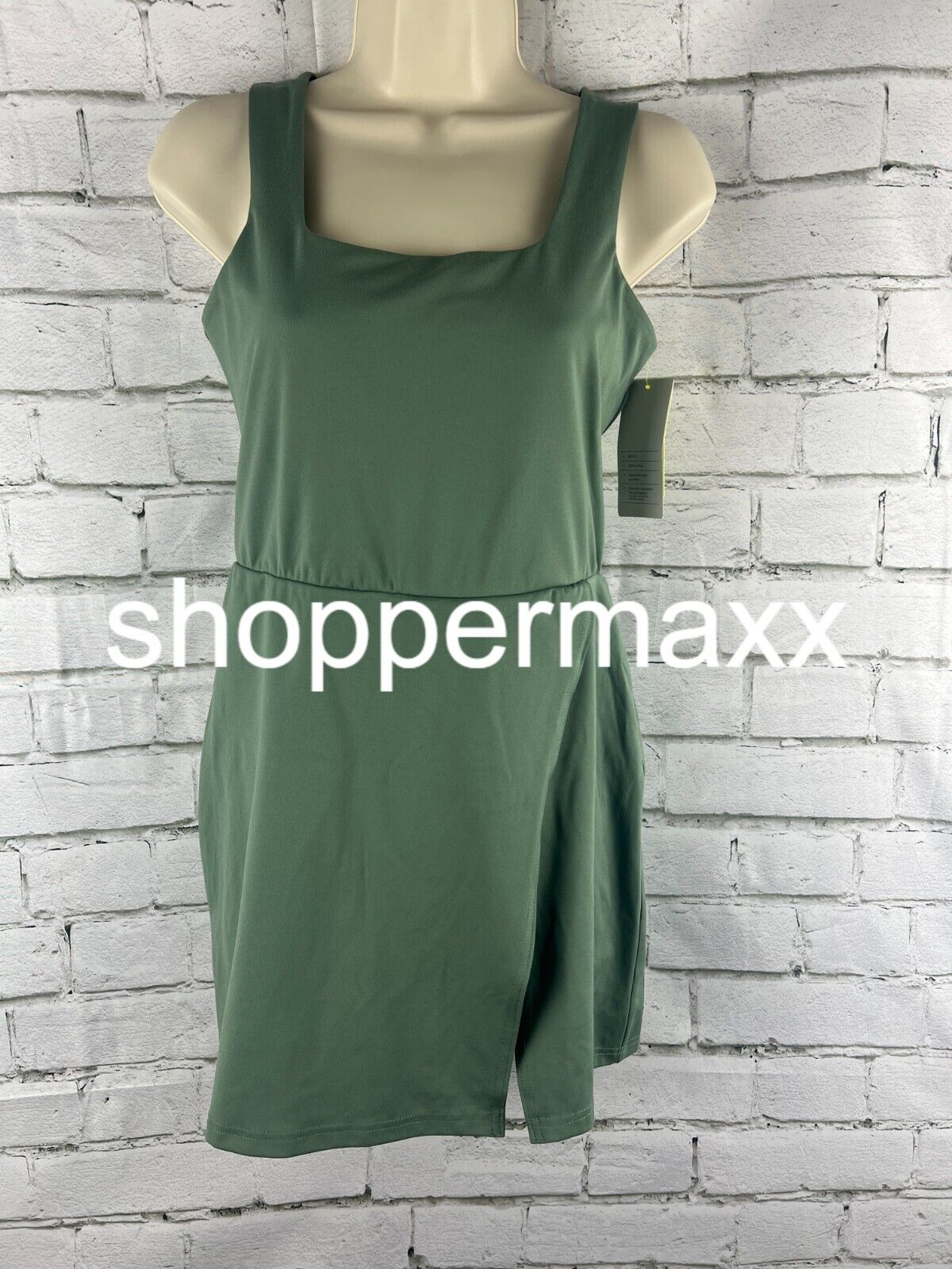 Women's Side-Slit Active Dress side pocket built in brief All in Motion Green, S
