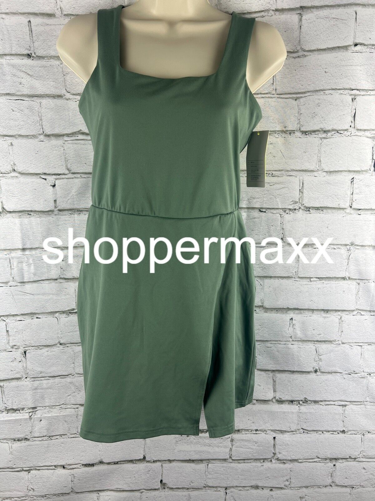 Women's Side-Slit Active Dress side pocket built in brief All in Motion Green, S