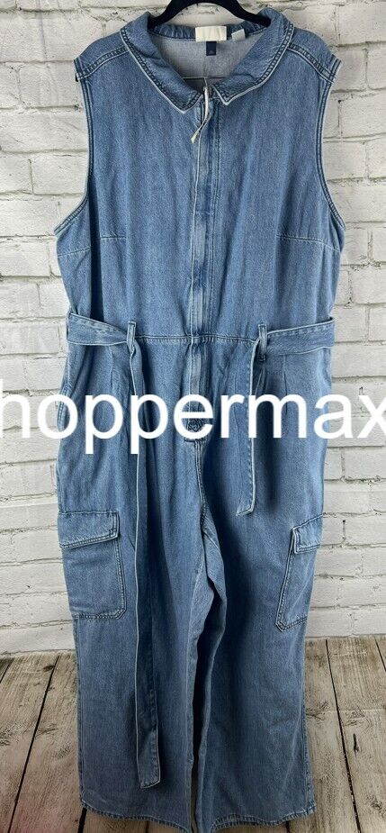 Women's Denim Cargo Jumpsuit - Universal Thread, Medium Wash, 20