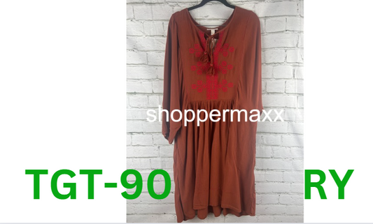 Women's Bishop 3/4 Sleeve A-Line Dress - Knox Rose, Brown, Large