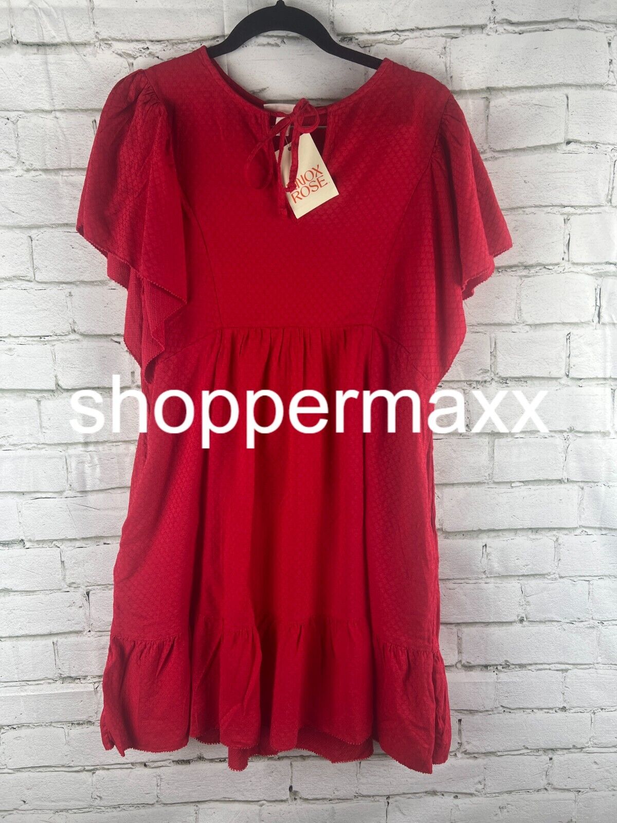 Women's Ruffle Short Sleeve A-Line Dress - Knox Rose, Red, S