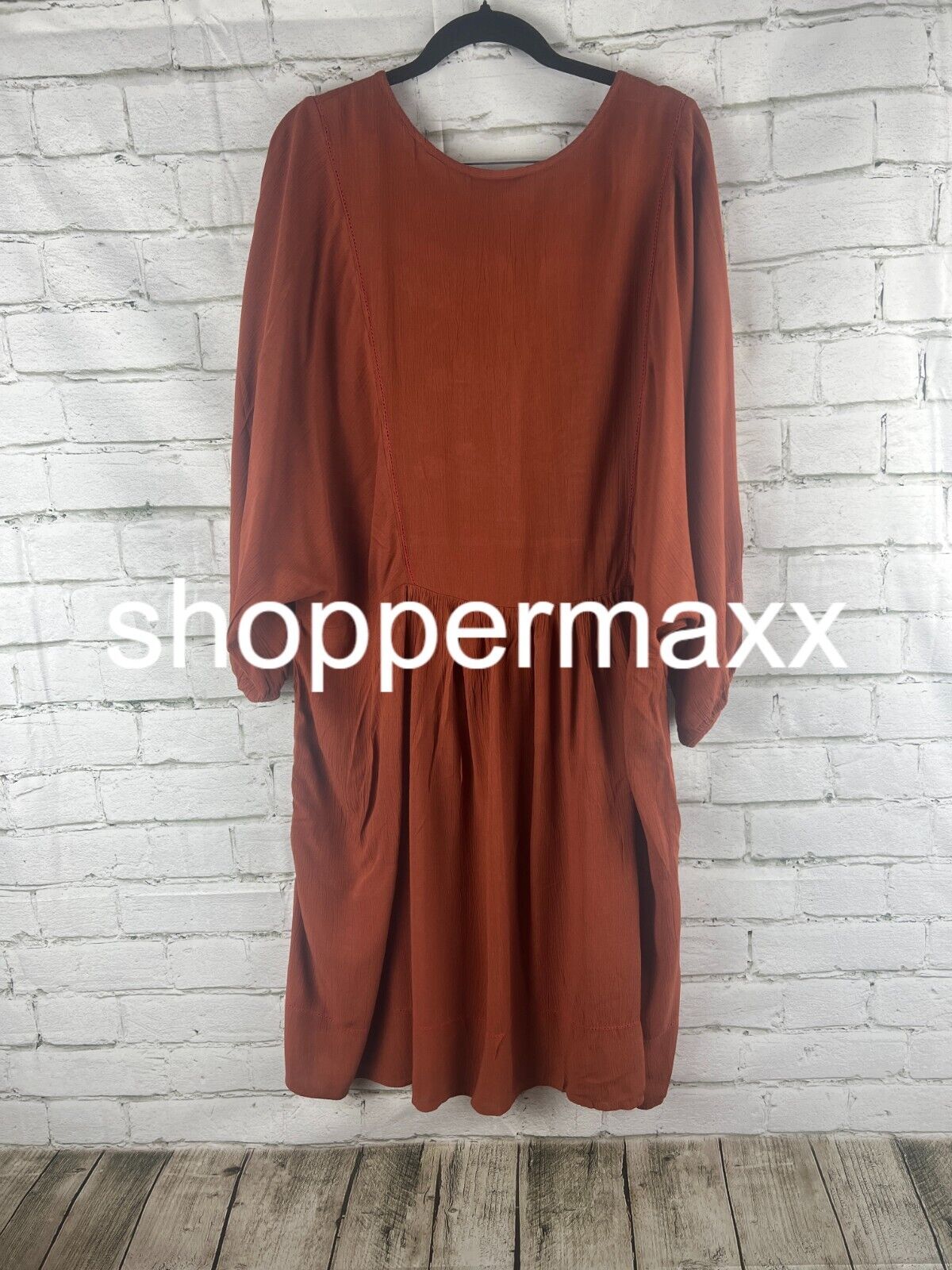 Women's Bishop 3/4 Sleeve A-Line Dress - Knox Rose, Brown, Large