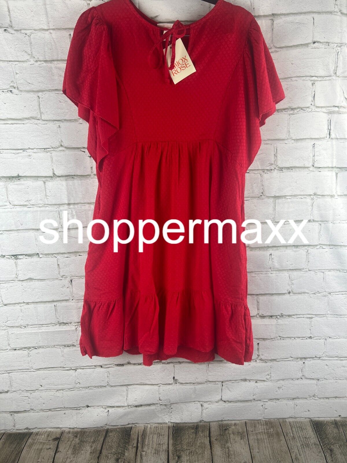 Women's Ruffle Short Sleeve A-Line Dress - Knox Rose, Red, S