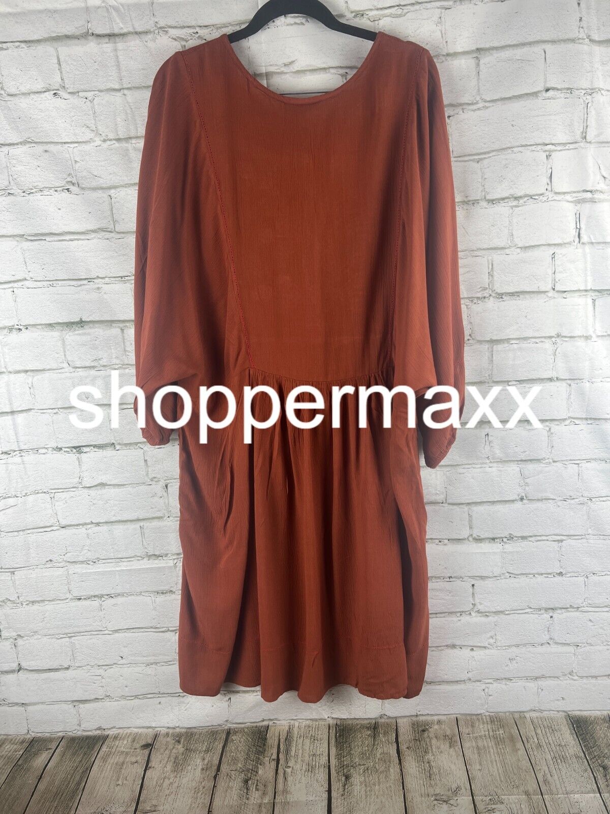 Women's Bishop 3/4 Sleeve A-Line Dress - Knox Rose, Brown, Large