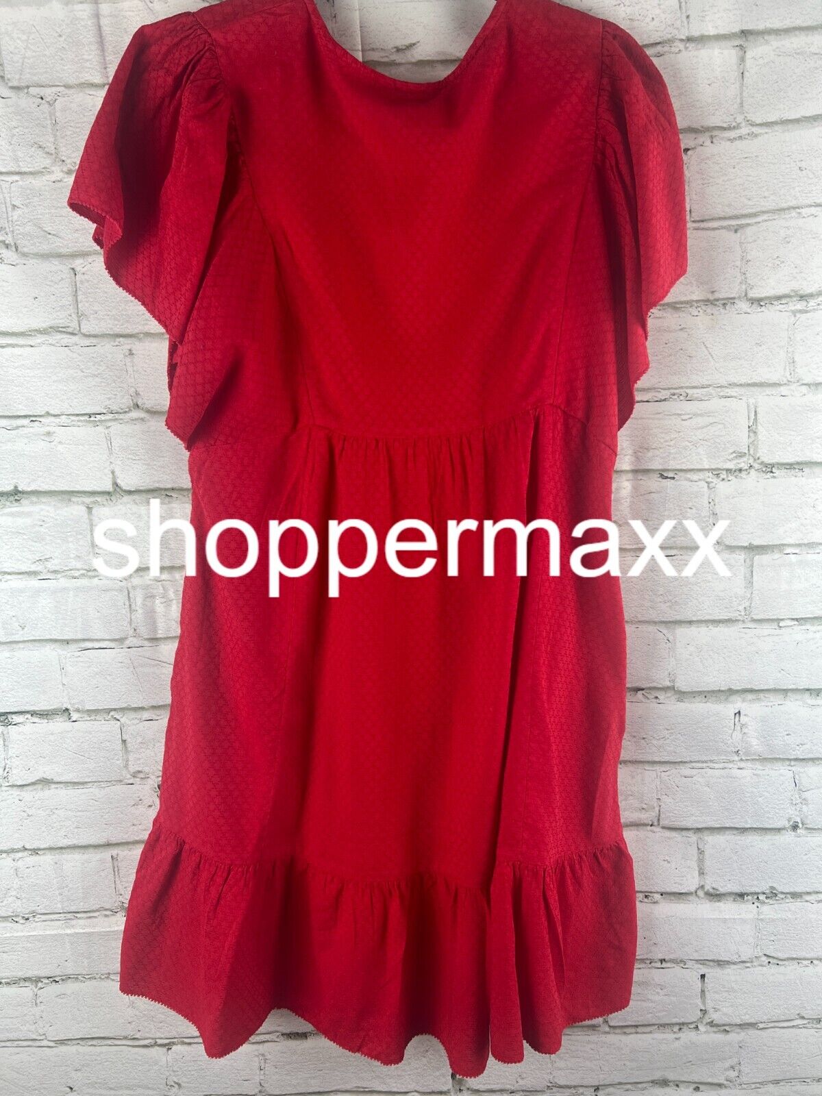 Women's Ruffle Short Sleeve A-Line Dress - Knox Rose, Red, S