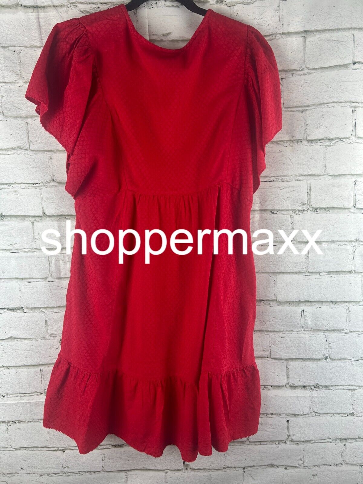 Women's Ruffle Short Sleeve A-Line Dress - Knox Rose, Red, S