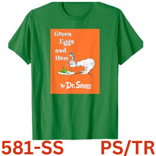 Dr. Seuss Green Eggs and Ham Book Cover T-Shirt Comfortable Stylish Green Male S