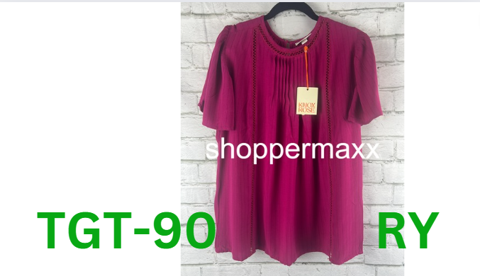 Women's Flutter Sleeve Eyelet Embroidered Top - Knox Rose, Magenta, Small