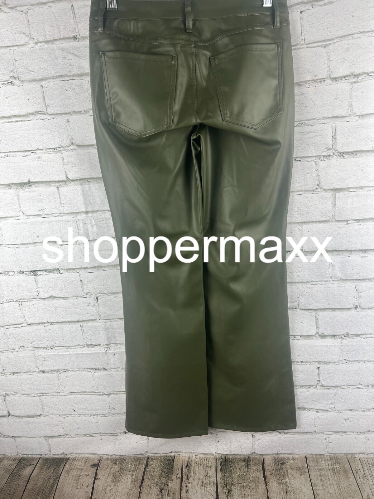 Women's Low-Rise Faux Leather Flare Pants - Wild Fable, Olive Green, 2