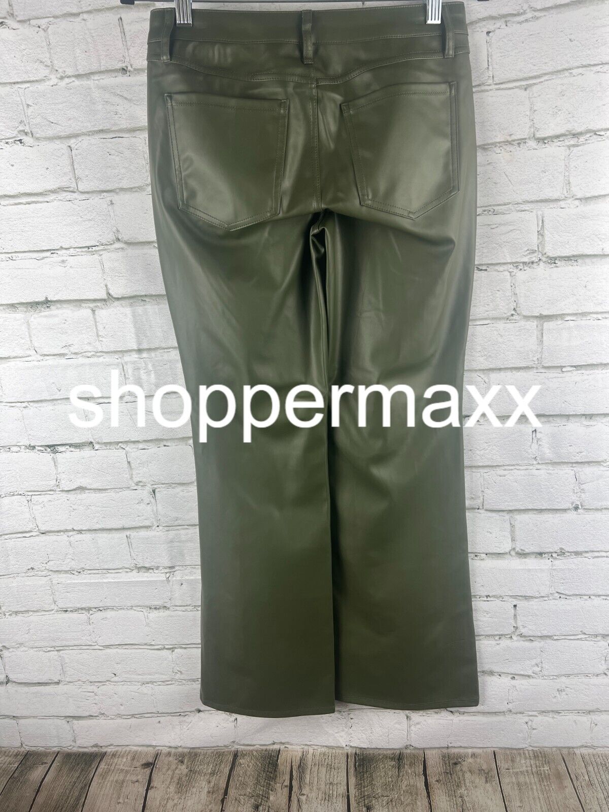 Women's Low-Rise Faux Leather Flare Pants - Wild Fable, Olive Green, 2