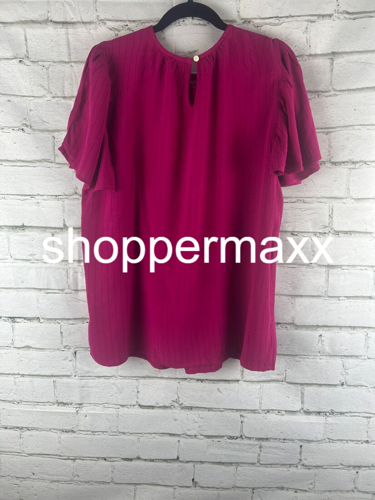 Women's Flutter Sleeve Eyelet Embroidered Top - Knox Rose, Magenta, Small