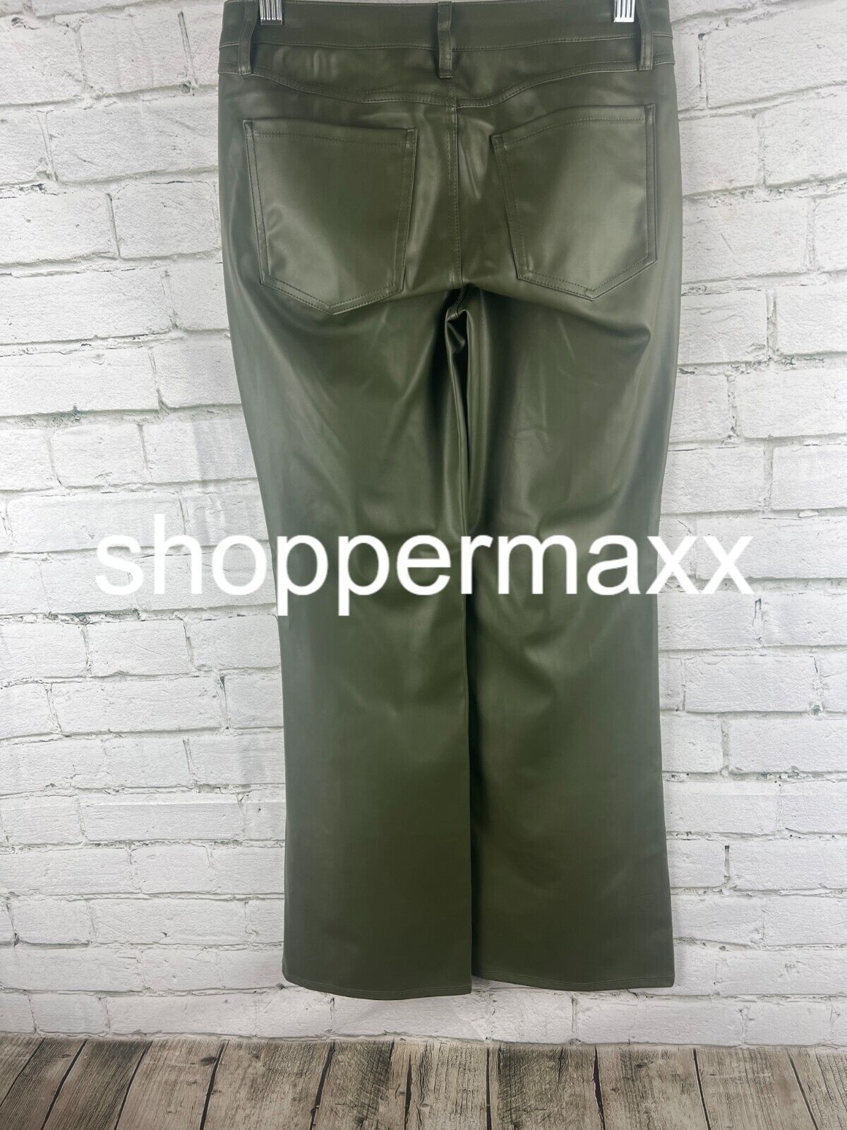 Women's Low-Rise Faux Leather Flare Pants - Wild Fable, Olive Green, 2