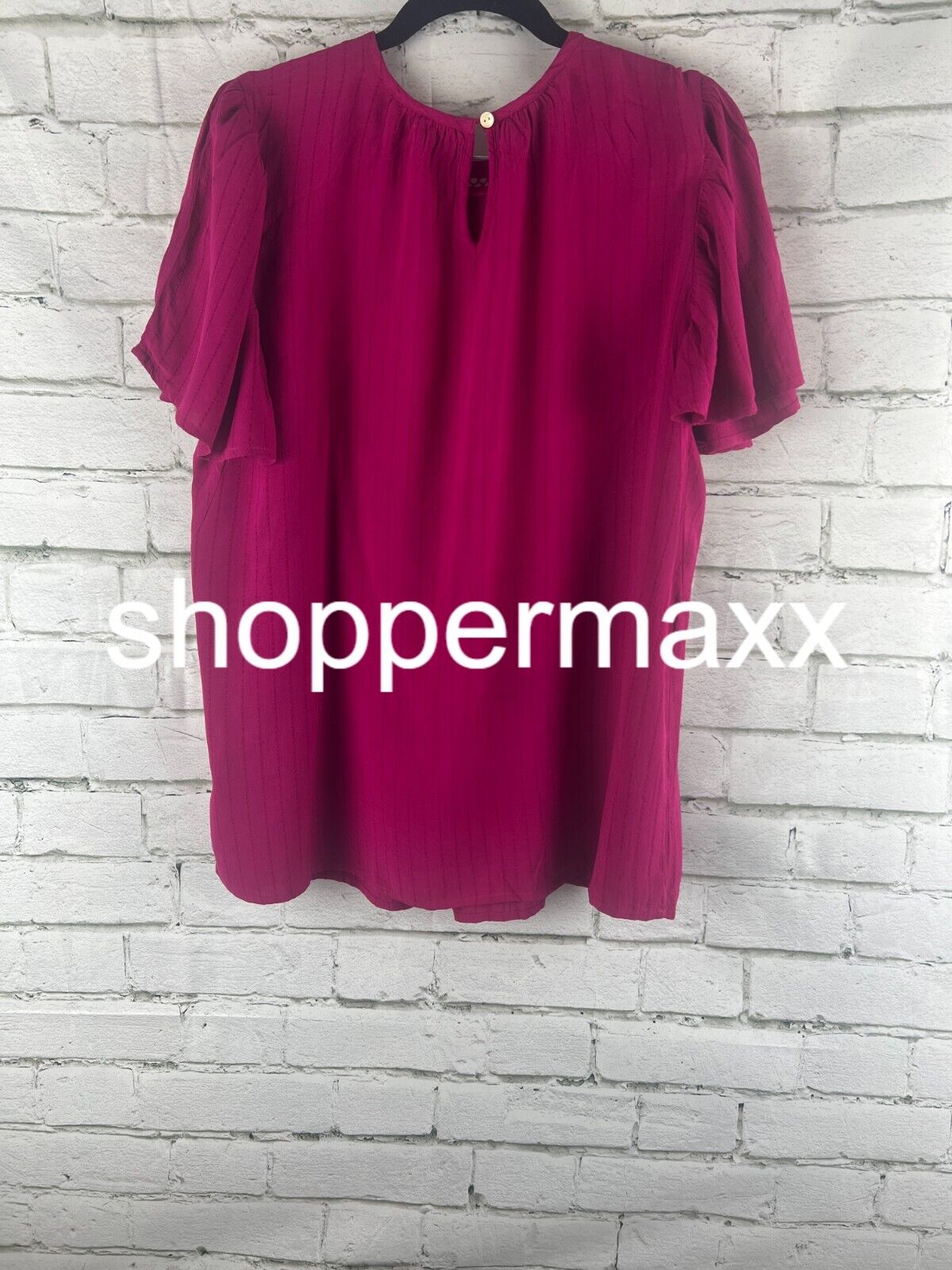 Women's Flutter Sleeve Eyelet Embroidered Top - Knox Rose, Magenta, Small