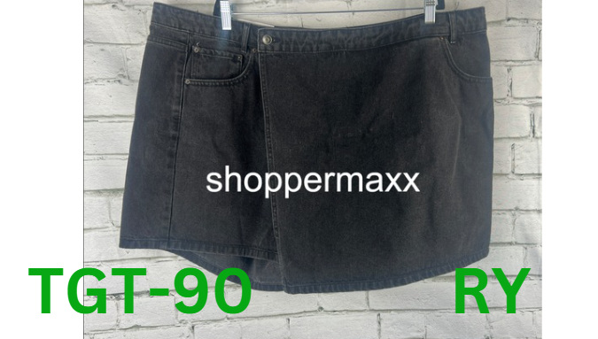 Women's Asymmetrical Denim Mini Skort - Black, 22