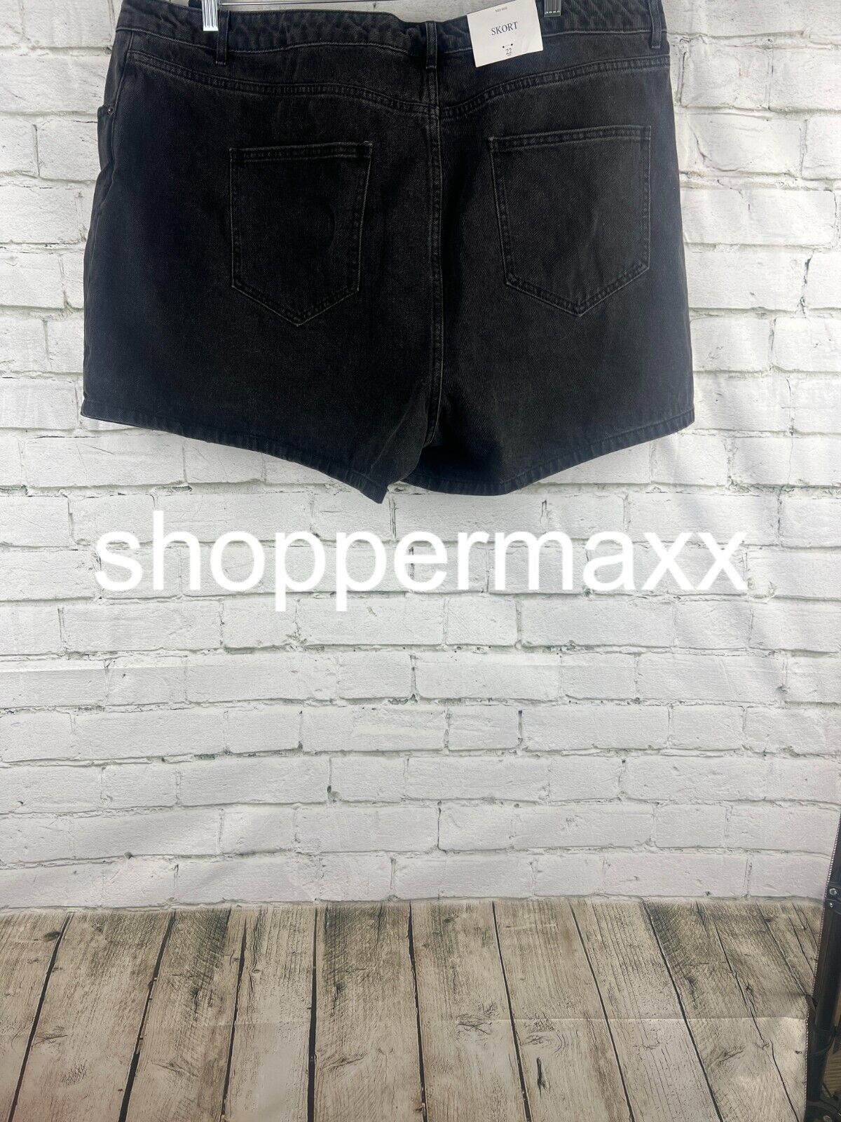 Women's Asymmetrical Denim Mini Skort - Black, 22