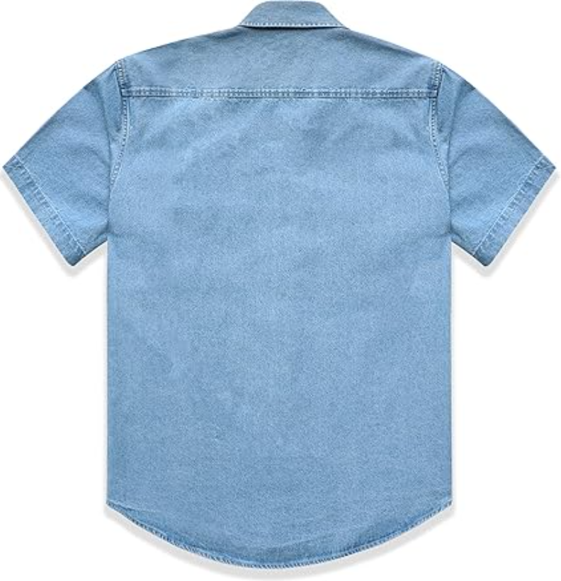 Dubinik Men' Short Sleeve Button Down Shirts Denim Short Sleeve Shirt Men, Small