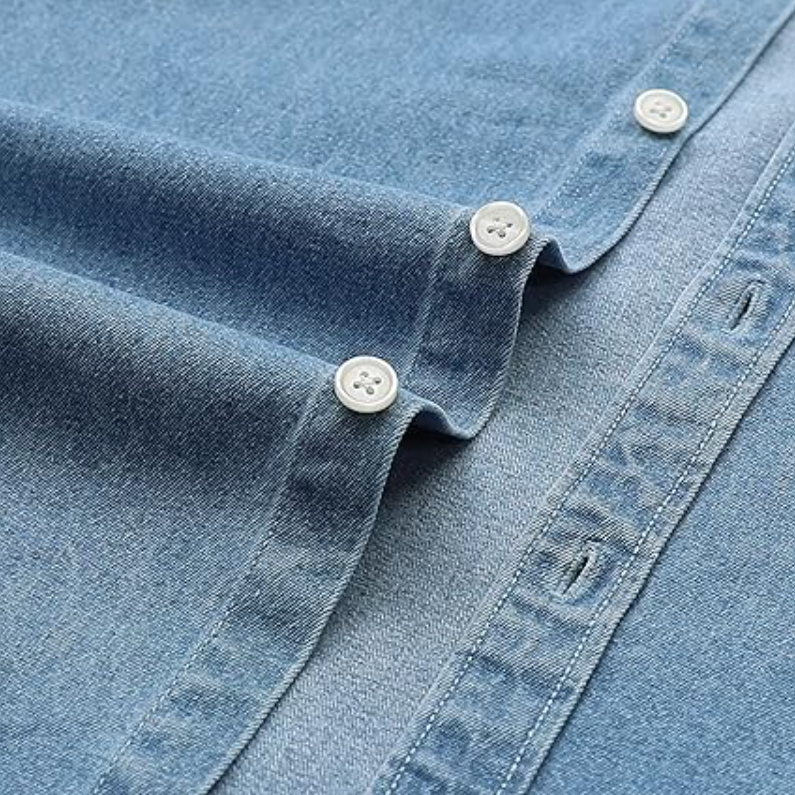 Dubinik Men' Short Sleeve Button Down Shirts Denim Short Sleeve Shirt Men, Small